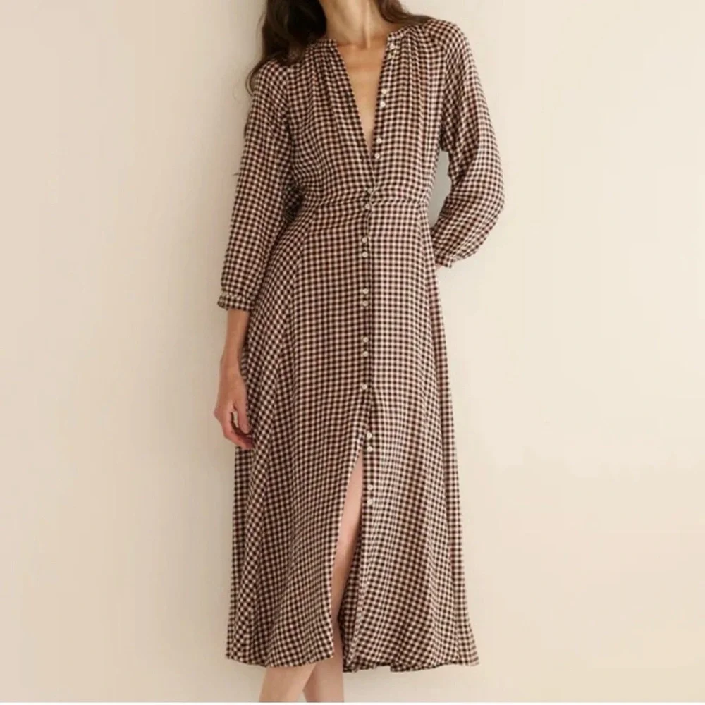 DOEN Delphine Plaid Madeleine Dress NWT XS Prarie style - Picture 2 of 11